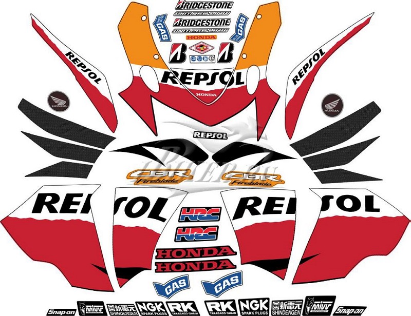 Образец наклеек Honda CBR 1000RR Fireblade 2010 Repsol