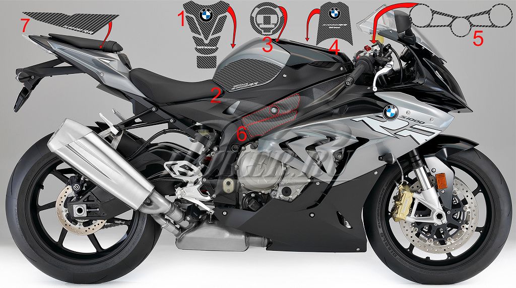 Защитные наклейки для BMW S1000RR 2015-2018 - Carbon. 