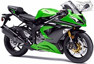 К-кт наклеек Kawasaki ZX-6R Ninja 2013 Ver.Lime Green/Metallic Spark Black